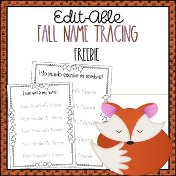 Preview of Editable Fall Name Tracing Practice