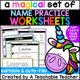 Editable Name Tracing and Name Writing Practice for First 