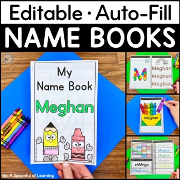 Preview of Name Writing Practice Editable Books | Name Tracing Editable