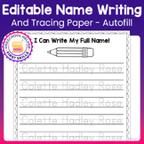 Editable Name Writing Practice Paper- Namer Tracing and Ha