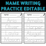 Editable Name Writing Practice- name writing practice editable