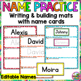 Editable Name practice - Writing and Building Mat Activiti