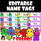 Editable Name tags for classroom labels - Monster name tags