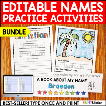 Preview of Name Tracing Editable Practice, Editable Name Writing Practice for Kindergarten