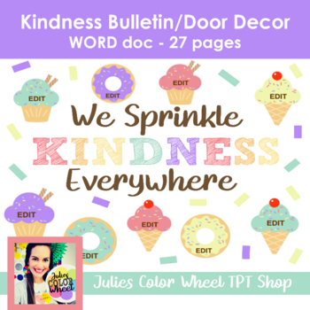 Preview of Editable Names Kindness Door/Bulletin Board Decor