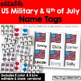Memorial Day/4th of July EDITABLE Nametags: Military Appre