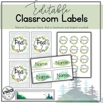 Preview of Editable, Natural Classroom Labels