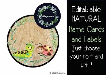 Preview of Editable Natural Nametags and Labels - Round