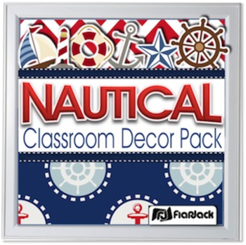 Preview of Editable Nautical Classroom Decor Bundle