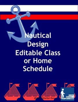 Preview of Editable Nautical Design Class Schedule Cards