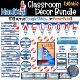 Editable Nautical Theme Classroom Decor Bundle