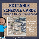 Editable Navy and Burlap Schedule Cards