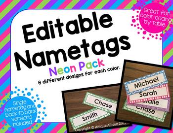 Preview of Editable Neon Nametags/Name Plates