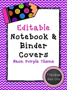 Preview of Teacher Binder & Notebook Covers *Editable* {Neon Purple Theme} *Back to School*