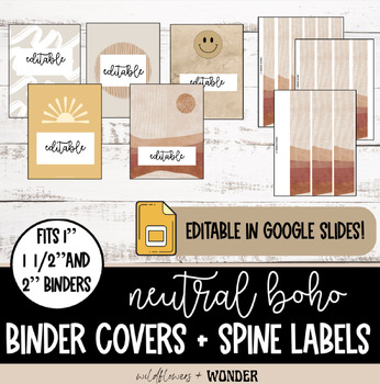 Preview of Editable Neutral Boho Binder Covers and Spine Labels 1", 1 1/2", and 2" Binders