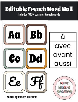 Preview of Editable Neutral French Word Wall - Mur de Mots