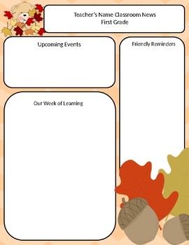 Fall Newsletter Template Editable Worksheets Teaching Resources Tpt