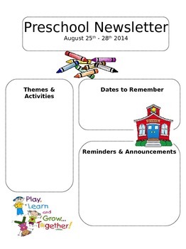 Editable Newsletter Template Preschool Daycare or Elementary | TpT