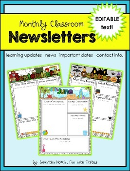 Preview of Editable Newsletter Template: weekly, monthly, seasonal for back to school 