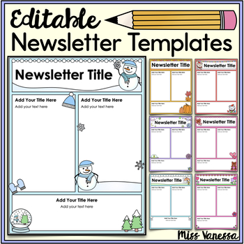 Preview of Editable Monthly or Weekly Classroom Newsletter Templates