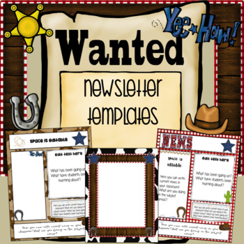 Preview of EDITABLE Newsletter Templates - Cowboy Western Theme