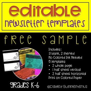 Preview of Editable Newsletter Templates FREEBIE