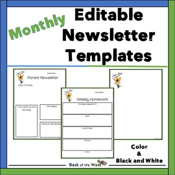 Preview of Editable Newsletter Templates - Parent Letters -  Parental Contact - Homework