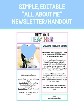 Preview of Editable Newsletter for Beginning of the Year