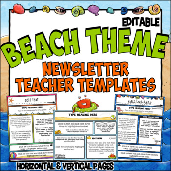 Preview of Ocean Theme Teacher Newsletter Templates | Editable | Beach Theme