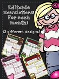 Newsletters For Each Month! **Editable**