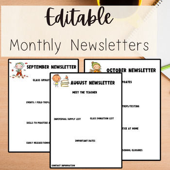 Preview of Editable Newsletters Kindergarten and 1st Grade