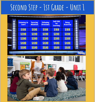 Preview of Editable No-Prep Second Step JEOPARDY - 1st Grade - **Unit 1** SEL Lesson