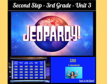 Preview of Editable No-Prep Second Step JEOPARDY - 3rd Grade - **Unit 3** SEL Lesson