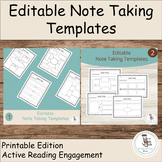 Note Taking Worksheets, Editable Graphic Organizers, Ficti