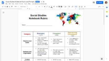 Preview of Editable Notebook Rubrics