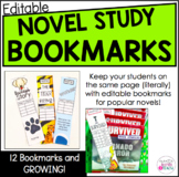 Editable Novel Study Bookmarks