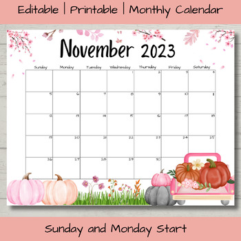 Printable November Calendar 2023 Editable Calendar School -  Portugal