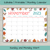 Editable November 2023 Calendar