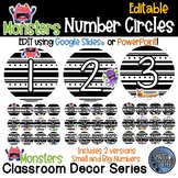 Editable Number Circles - Monster Classroom Decor