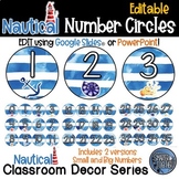 Editable Number Circles - Nautical Theme Classroom Decor