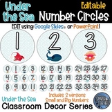 Editable Number Circles - Under the Sea Ocean Classroom Decor