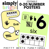 Editable Number Posters for 0-20 for Math with Ten Frames 