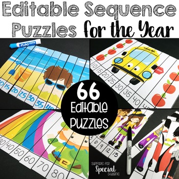 Preview of Editable Number Sequence Puzzles for the Year 