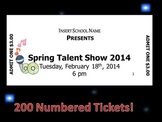 Editable Numbered Concert Tickets: Spring Talent Show