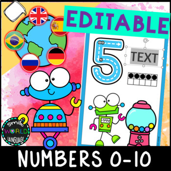 Preview of Editable Numbers 0-10 bulletin board decoration classroom display multilingual