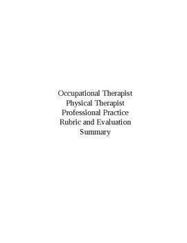 Preview of Occupational&Physical Therapists Professional Practice Rubric&Evaluation summary