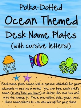 Preview of Editable Ocean Name Desk Plates with Cursive Letters