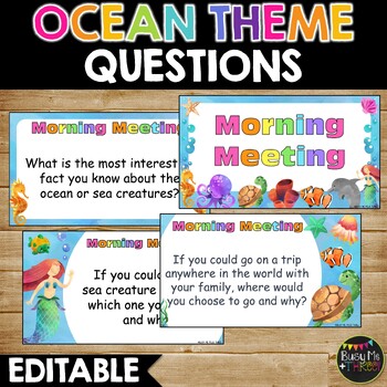 Preview of Editable Ocean Themed Morning Meeting | Question of the Day | Outdoors