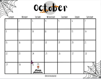 Editable October 2023 Calendar by HopeAvenueGoods | TPT