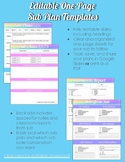 One-Page Sub Plan Templates | Editable Printable & Digital